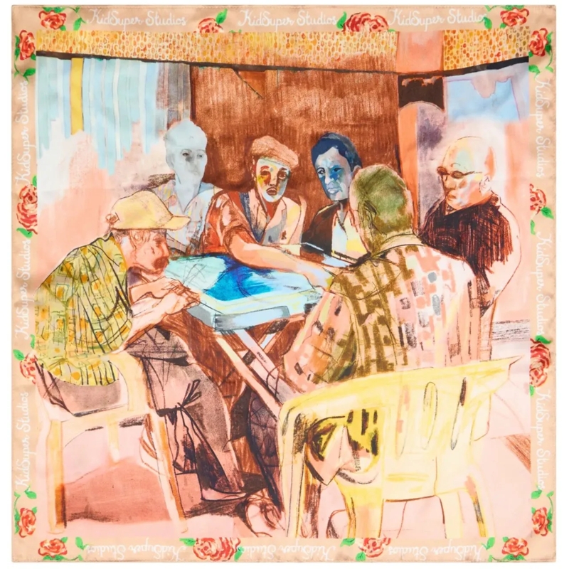 Kidsuper Handschuhe Dominos Painting Silk Scarf mehrfarbig