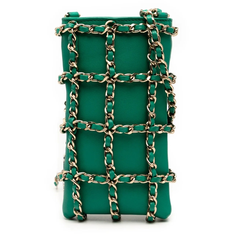 Chanel Schultertasche Lambskin Tech Me Out Clutch With Chain grün