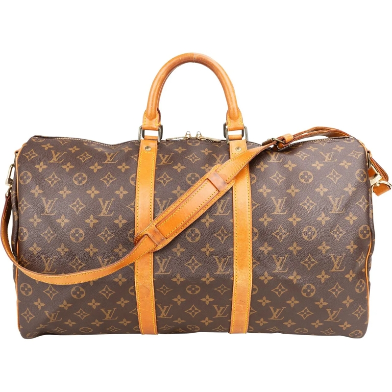 Louis Vuitton Tote Louis Vuitton Canvas Monogram Keepall 50 Bandoulie braun