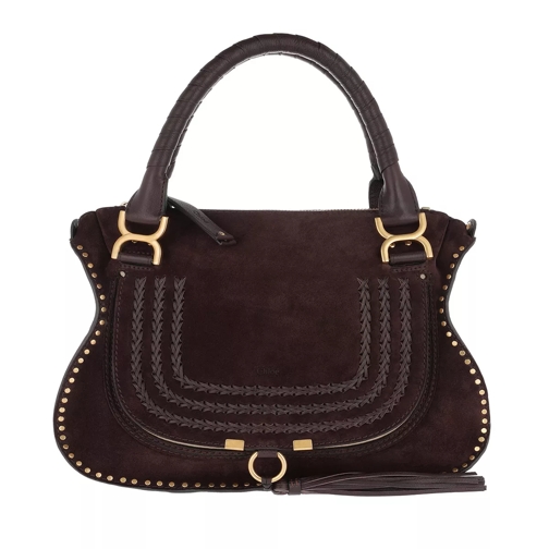 Chloé Marcie Medium Shoulder Bag Suede Carbon Brown Rymlig shoppingväska