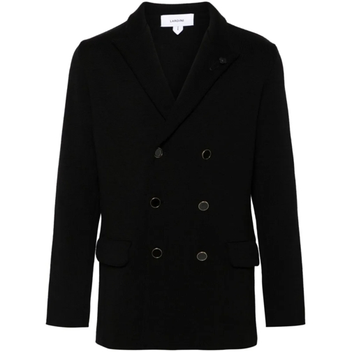 Lardini Overgangsjassen Black Virgin Wool Coat Black