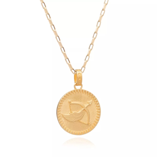 Rachel Jackson London Statement Sagittarius Zodiac Art Coin Long Necklac Yellow Gold Lange Halskette