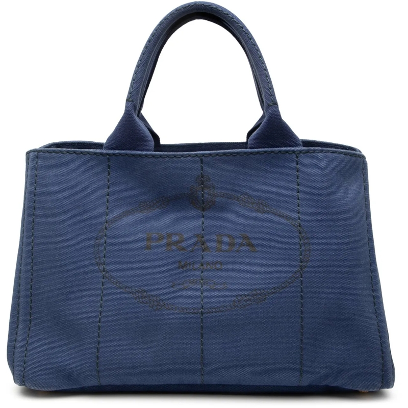 Prada Shopper Canvas Canapa Logo Tote blau
