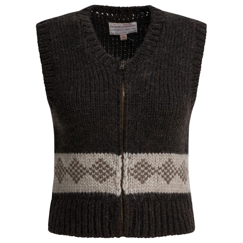 Filson Pullover Wool Vest With Zipper Black