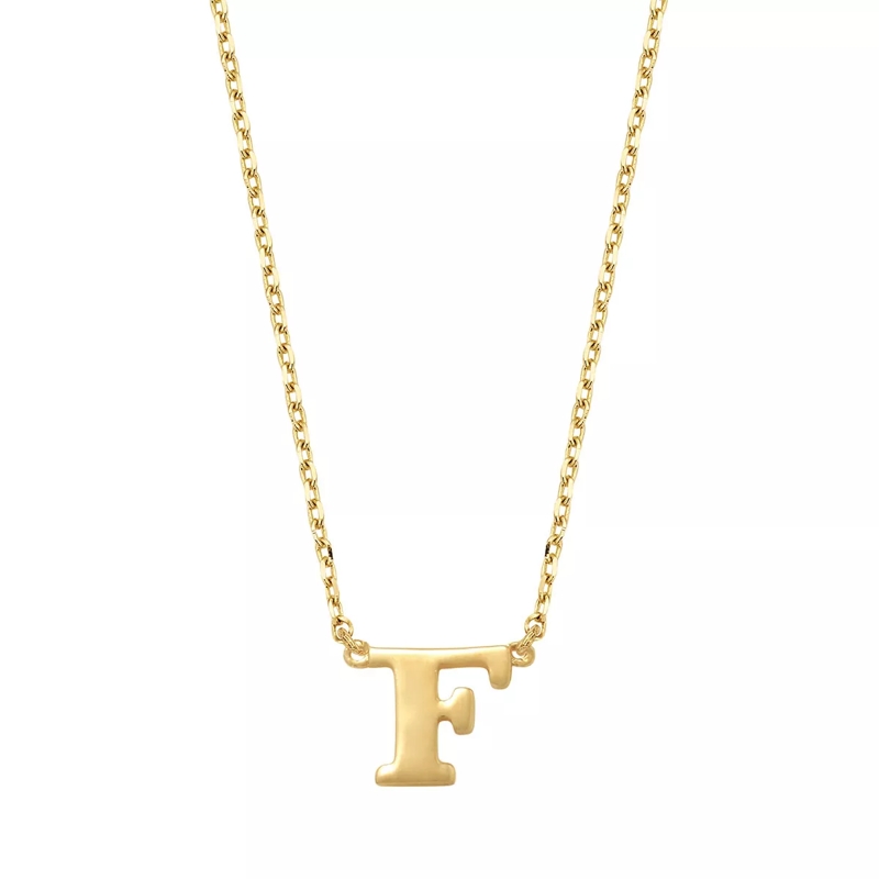 Isabel Bernard Collier court Le Marais Chloé 14 Karat Initial Necklace Letter F Gold