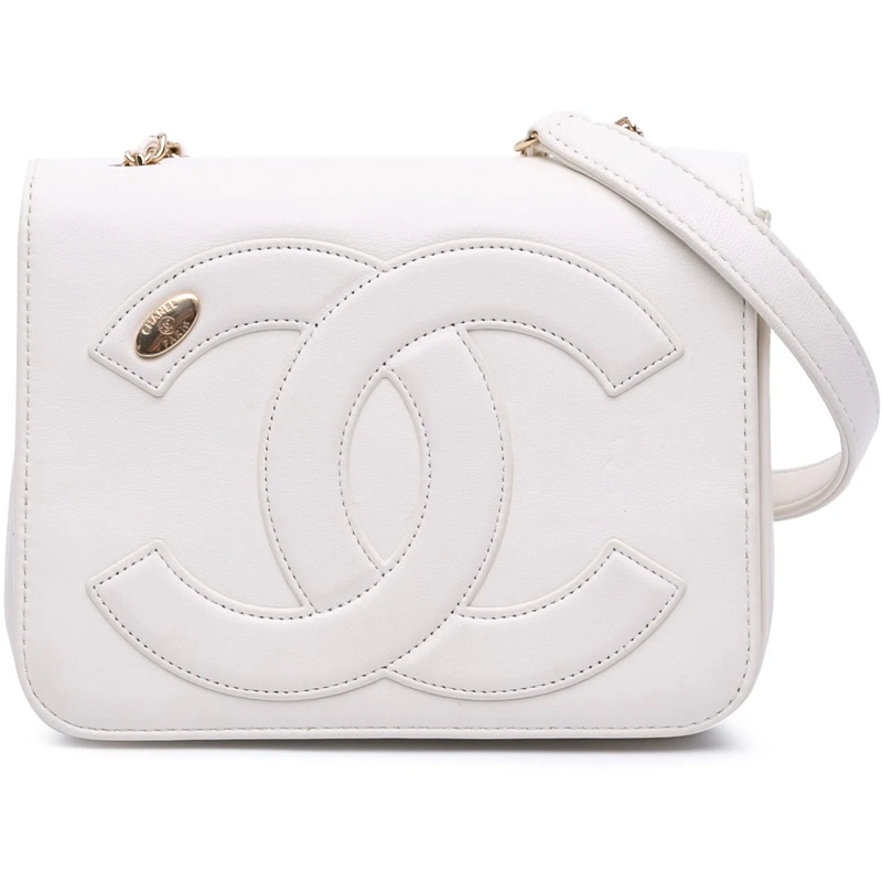Chanel Sac à bandoulière Lambskin CC Mania Flap weiß