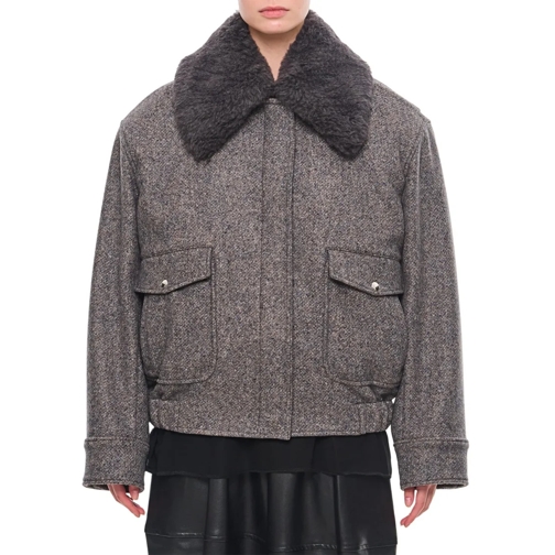 Stella McCartney Übergangsjacke Teddy Wool Trimmed Zipped Jacket Unlined Grey