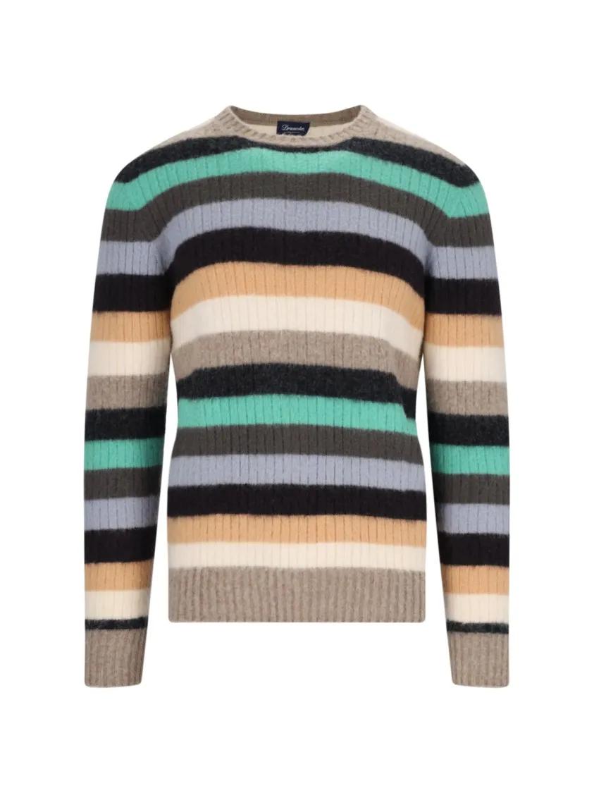 Thumbnail - Drumohr - Striped Sweater In Multicolor Wool Ribbed Design - Größe 54 - bunt