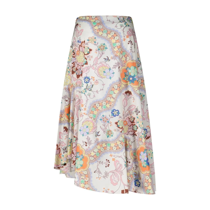 Etro Maxirock Asymmetrischer Midi-Rock mit floralem Muster mehrfarbig(Image 2)