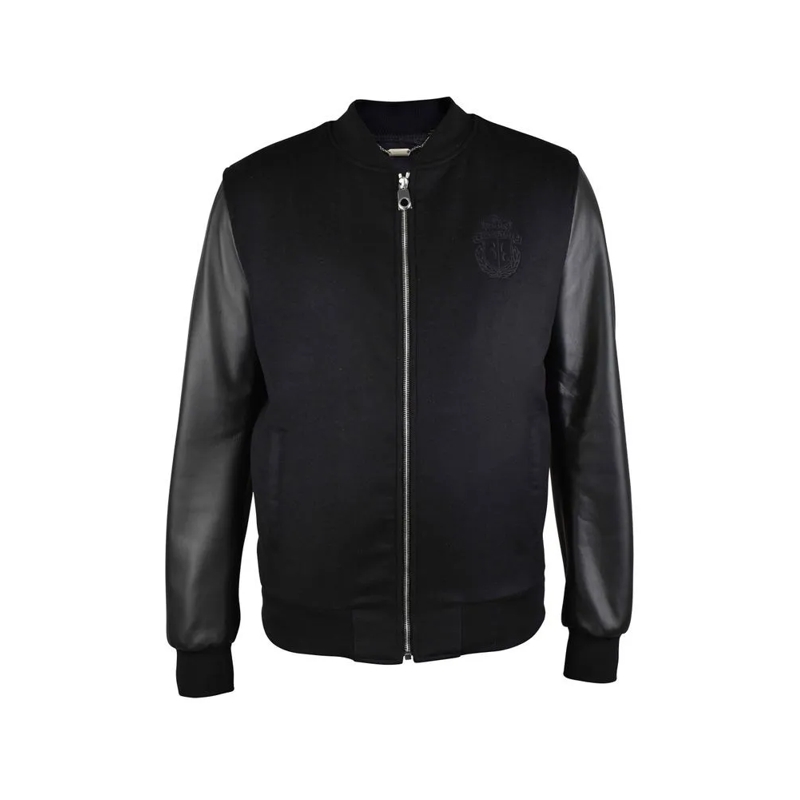 BILLIONAIRE Bomberjacke Two-Material Bomber Jacket With Leather Sleeves Black