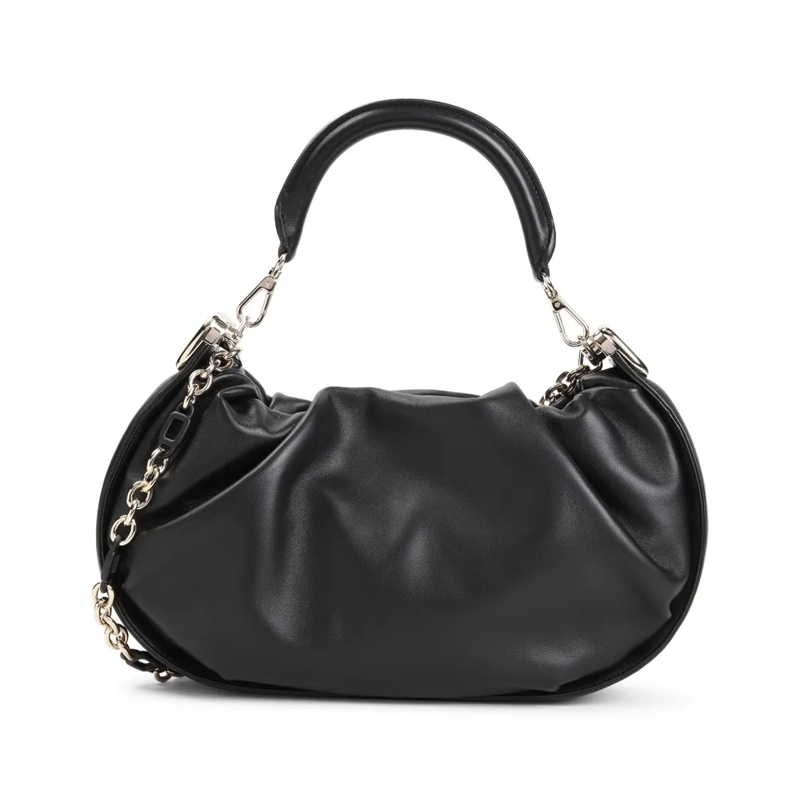 Roger Vivier Schoudertas Gathered Black Nappa Lamb Leather Handbag Black