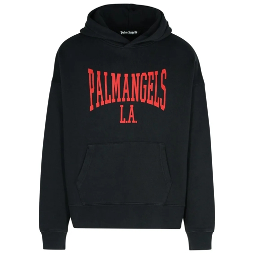 Palm Angels College' Black Cotton Sweatshirt Black Felpa con cappuccio