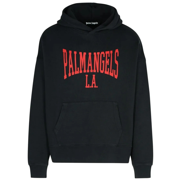 Palm Angels College Black Cotton Sweatshirt Black Hoodie