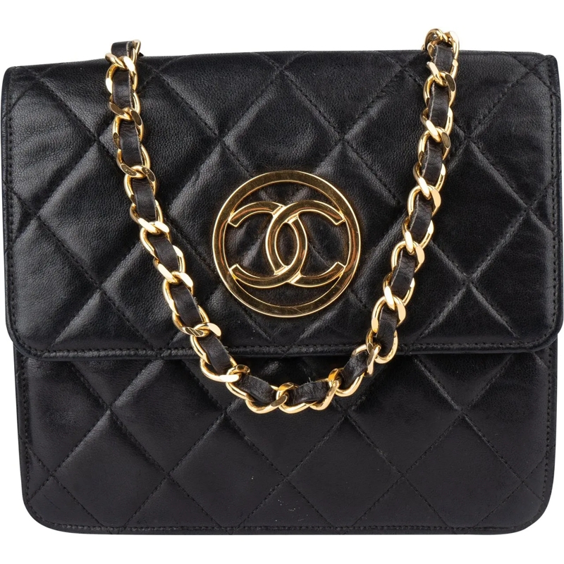Chanel Tote Chanel Quilted Lambskin 24K Gold Single Flap Cross schwarz