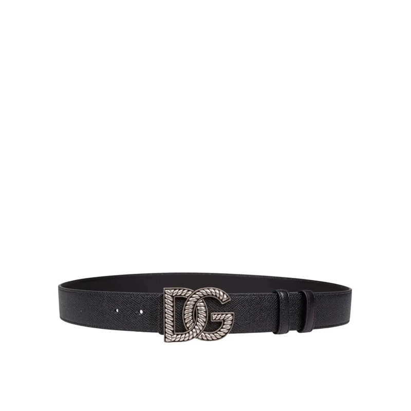 Dolce&Gabbana Gürtel Black Leather Belt With Logo Black