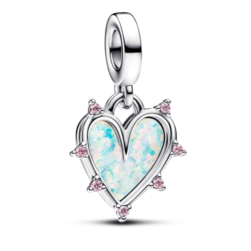 Pandora Friendship Opalescent Double Dangle Charm Pink Hanger