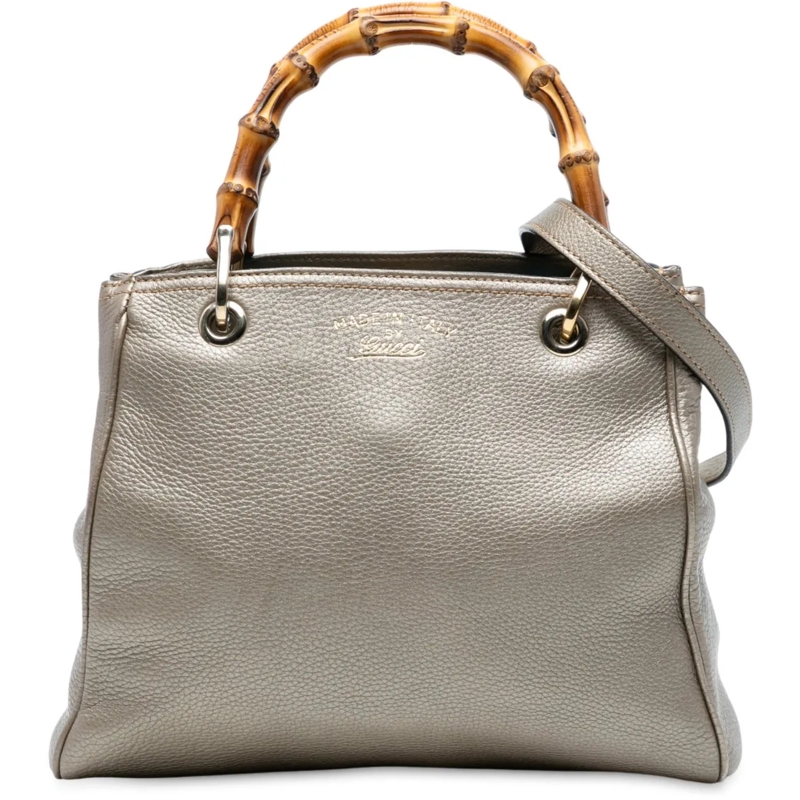 Gucci Sac à bandoulière Small Calfskin Bamboo Shopper Satchel gold