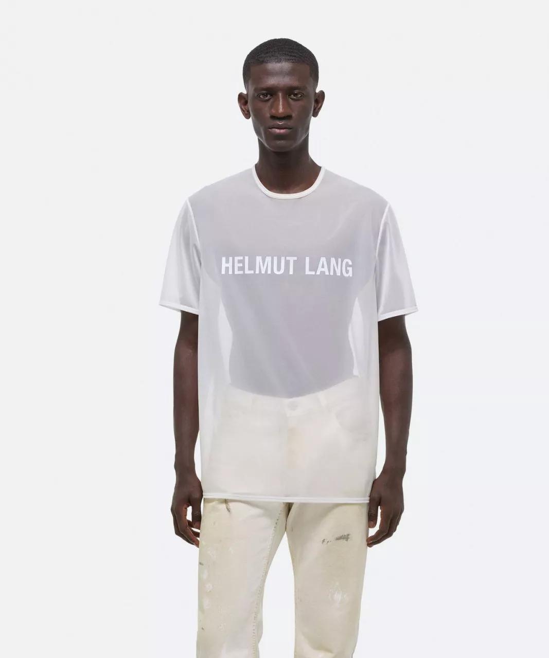 Helmut Lang - HELMUT LANG Zartes Mesh-TShirt mit Logoprint, 2 Fa - Größe M - weiß