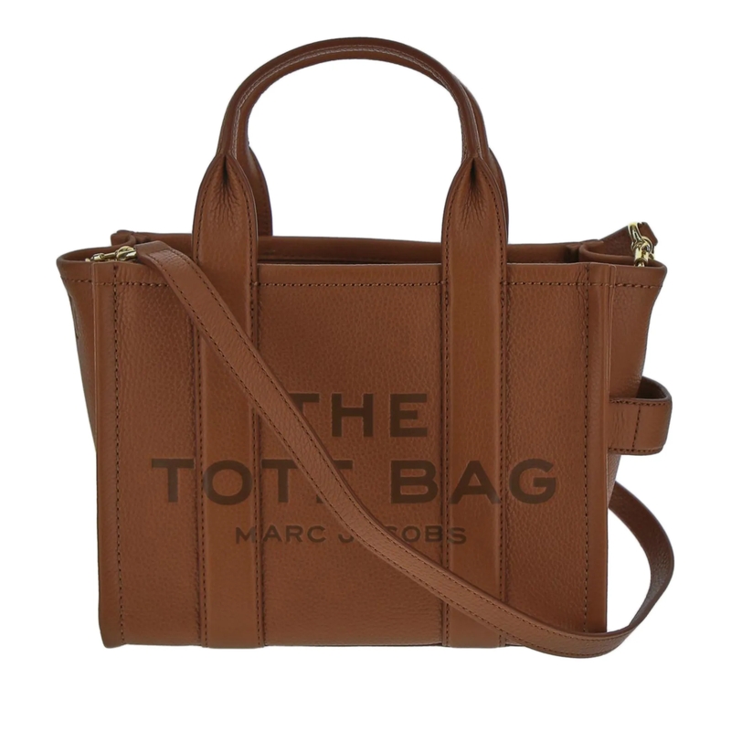 Marc Jacobs Tote Structured Pebbled Leather Tote With Bold Logo Brown