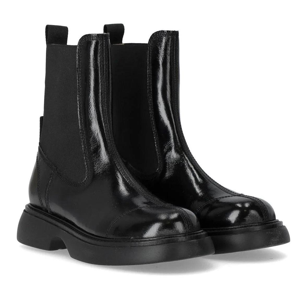 GANNI Stiefel - GANNI SCHWARZE CHELSEA STIEFELETTE AUS NAPLACK - Gr. 37 (EU) - in Schwarz - für Damen