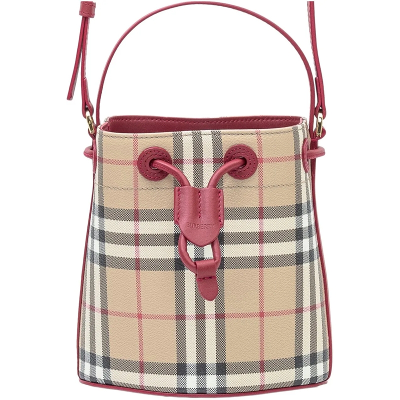 Burberry Tote Borsa Secchiello a Quadri beige