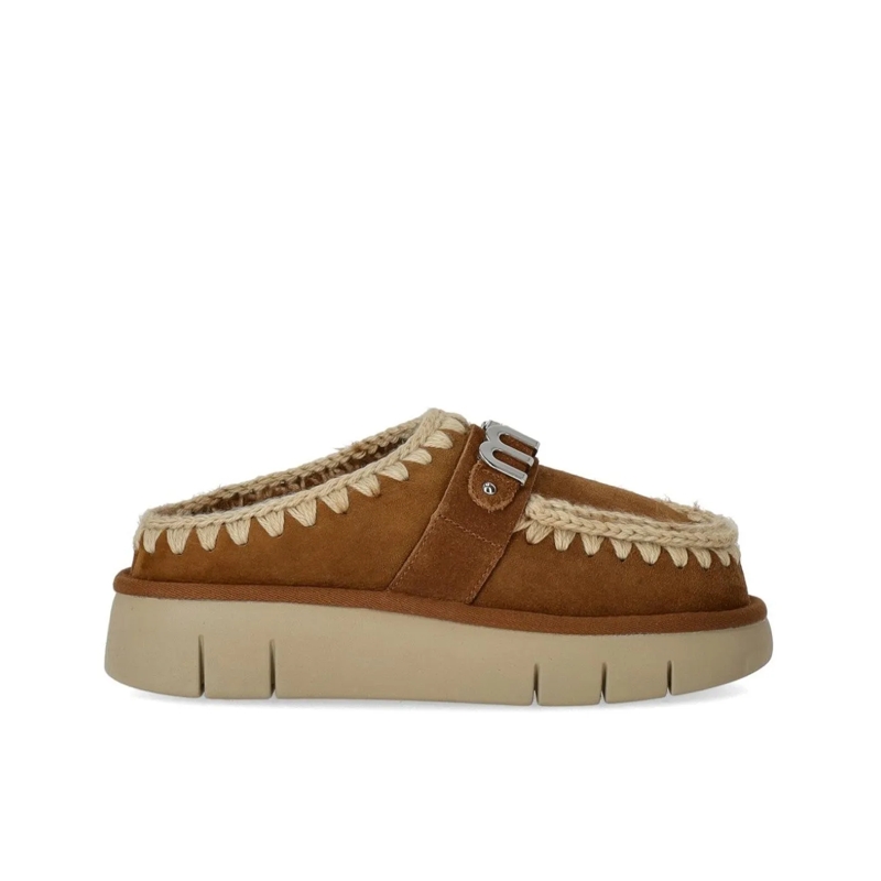 Mou Slides MOU BOUNCE METAL LOGO COGNAC CLOG beige