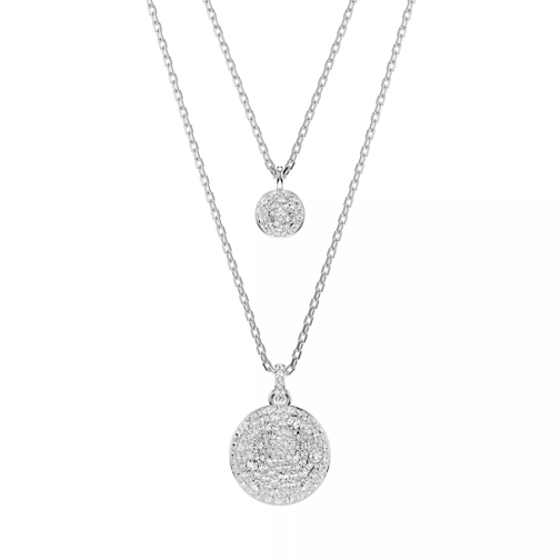 Swarovski Meteora layered pendant, Rhodium plated White Short Necklace