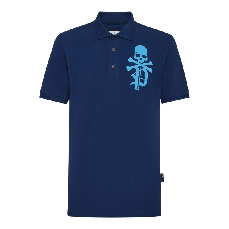 Philipp Plein Top Poloshirt Skull&Bones dunkel-blau