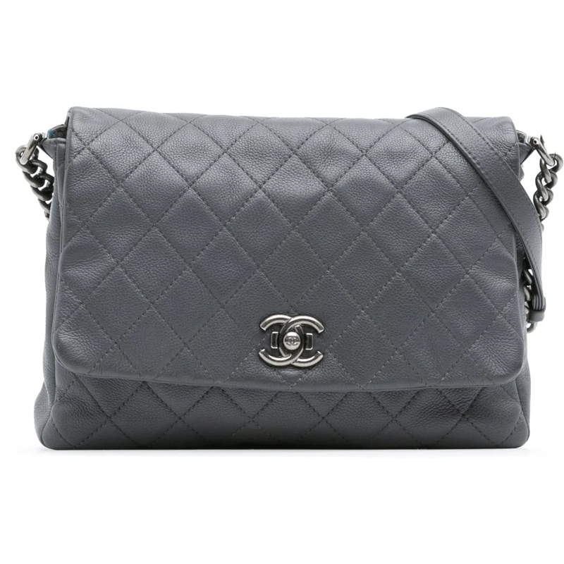 Chanel Sac à bandoulière Quilted Calfskin Couture Messenger Bag grau