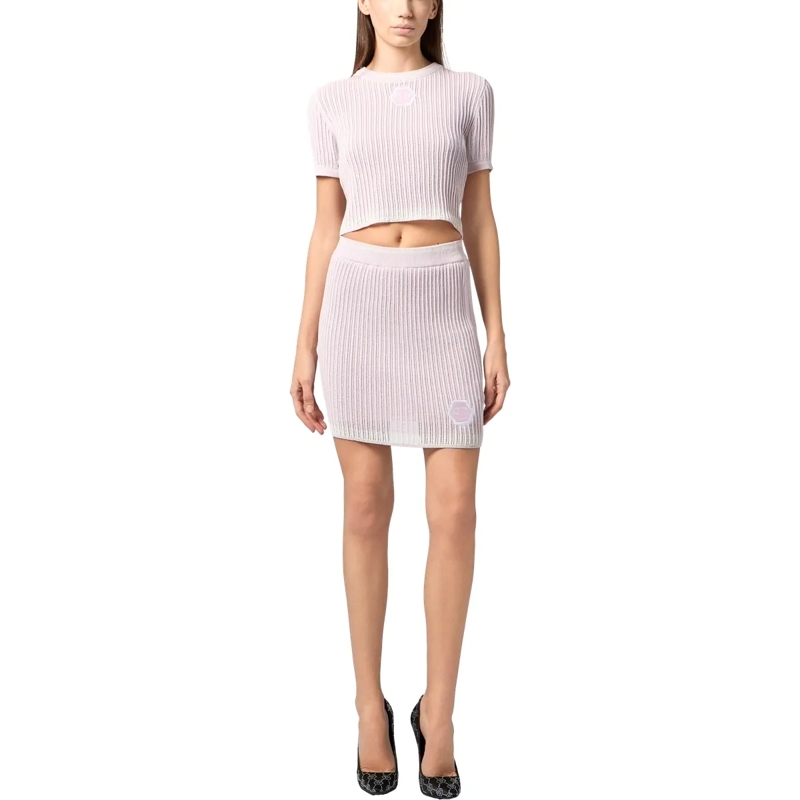 Philipp Plein Wollrock Knitted Mini Skirt rose(Image 4)