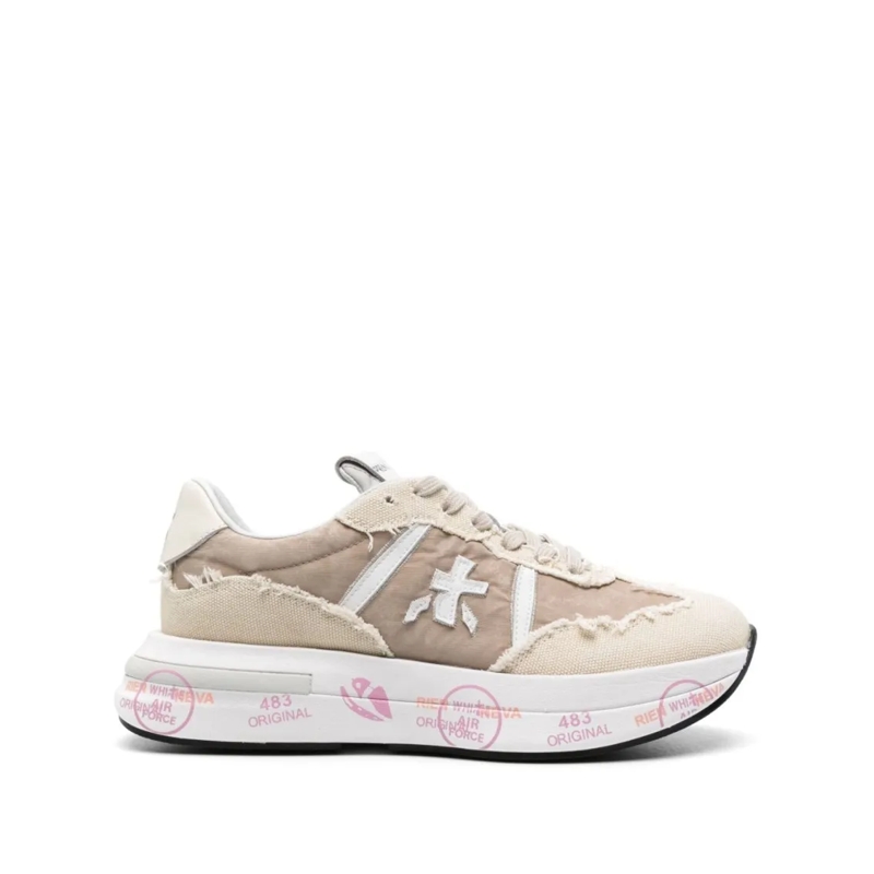 Premiata Lage-top sneaker Layered Beige And Cream Sneakers Brown