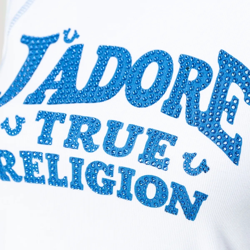True Religion Top - Tank Top- Abgerundeter Saum- Gerippte Textur- weiss(Image 5)