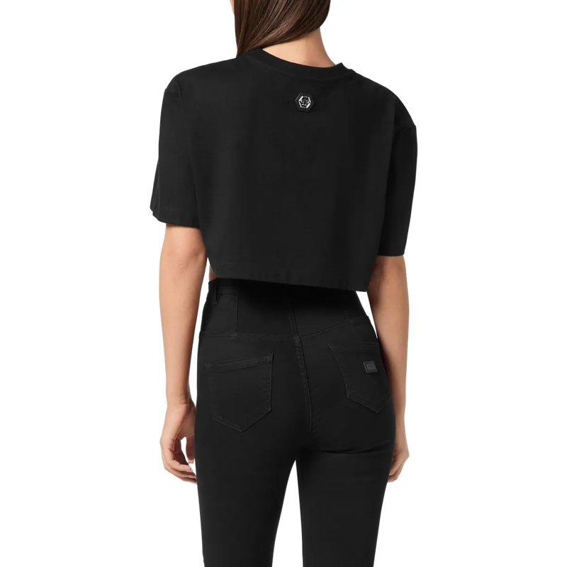 Philipp Plein Top T-Shirt Rundhalsausschnitt Ls Crystal Verziert schwarz(Image 2)