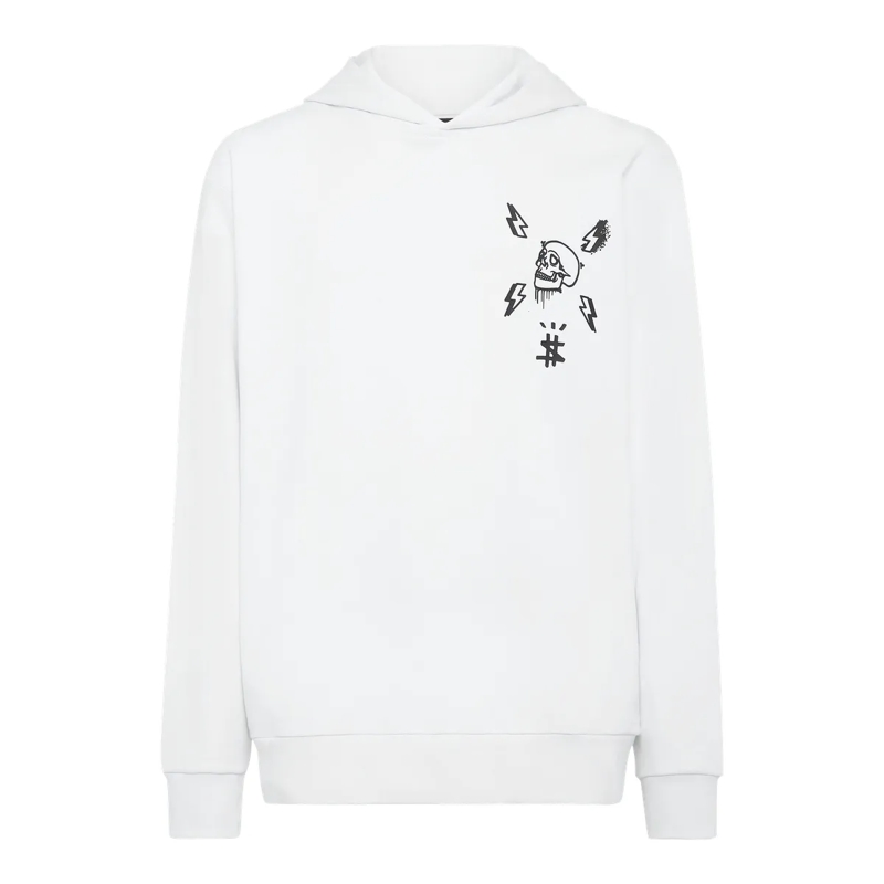 Philipp Plein Top Hoodie Hexagon weiss