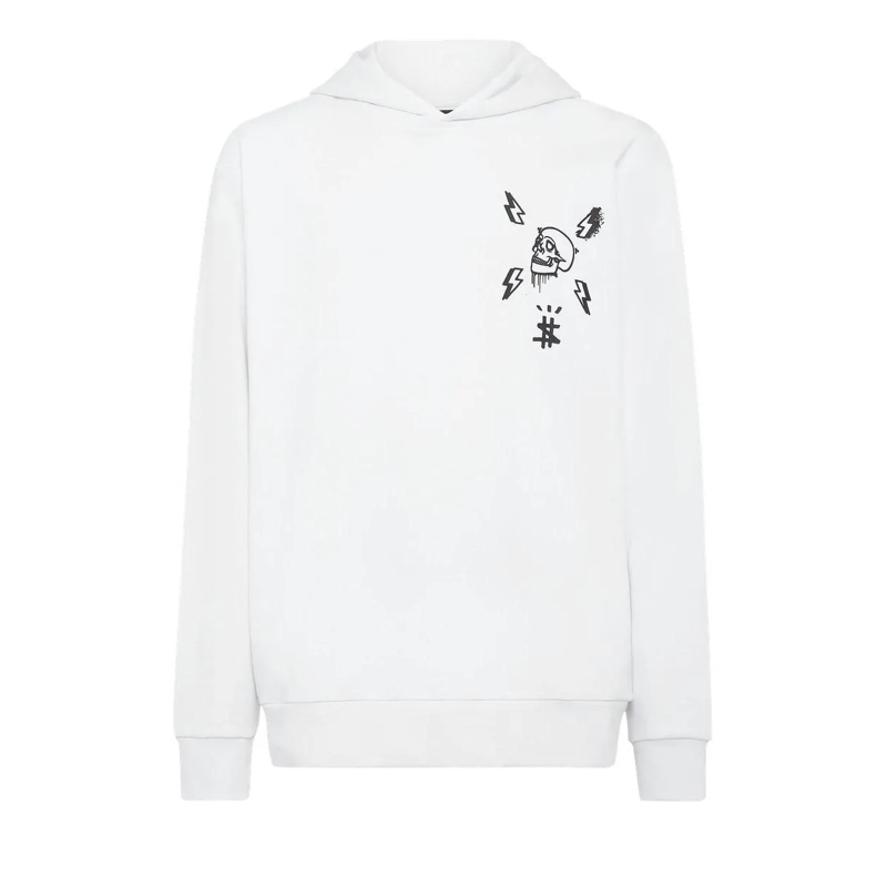 Philipp Plein Sweatshirt Hoodie Hexagon weiss