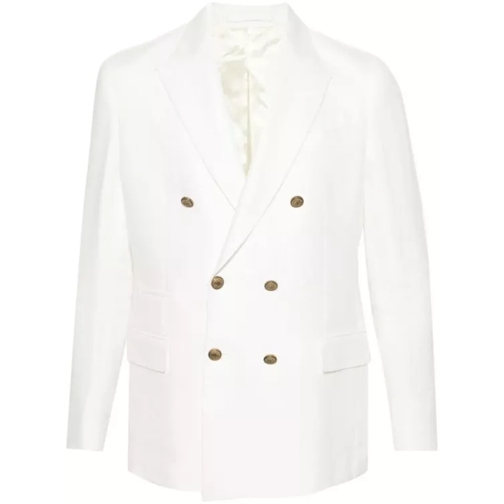 Eleventy White Double Breasted Jacket White 