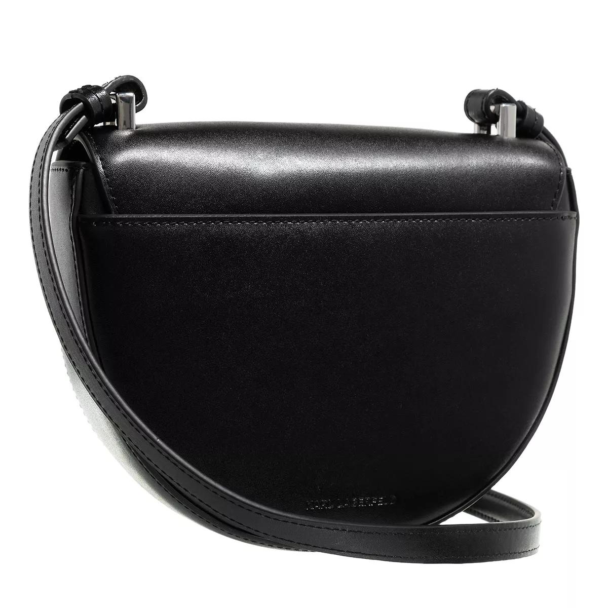 Karl Lagerfeld Signature Small Saddle Bag Black Crossbody Bag