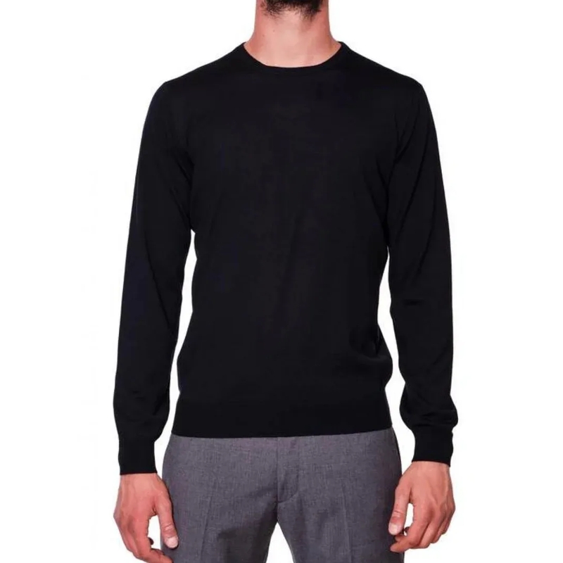 FILIPPO DE LAURENTIIS Pull Intense Navy Merino Wool Crew Neck Sweater Black