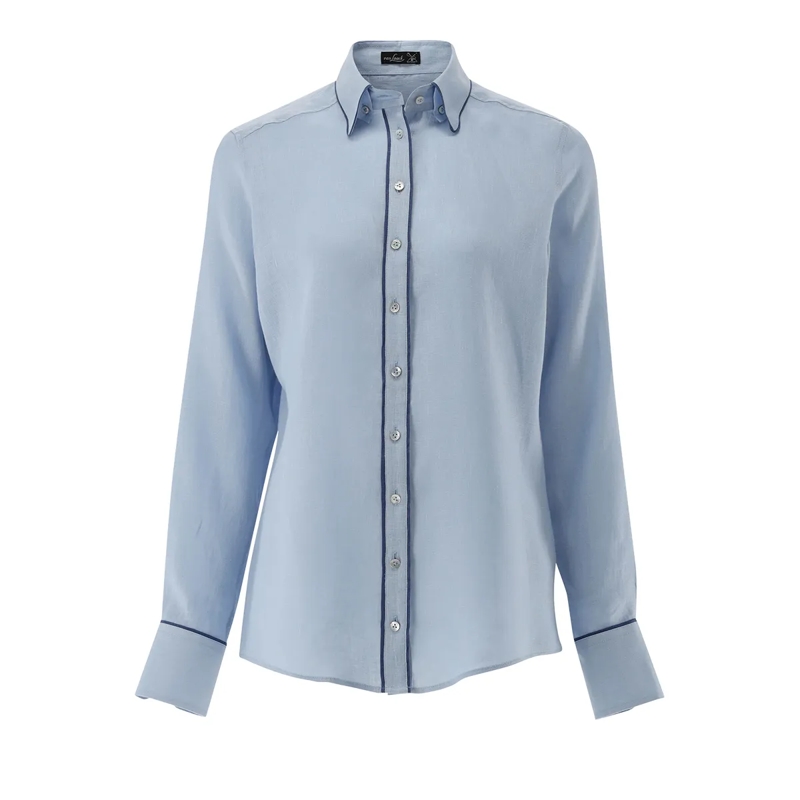 VAN LAACK Bluse Bluse Modern Fit Uni blau