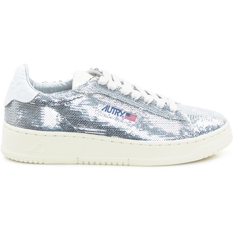 Autry International Low-Top-Sneaker Sneakers Autry Rose Medialist Low con Paillettes A silber