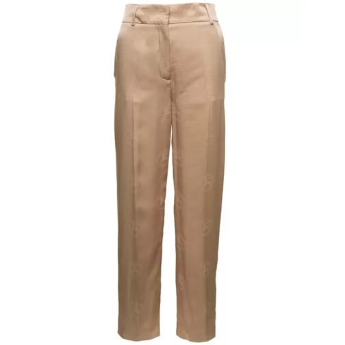 Burberry Jane' Beige High-Waisted Relaxed Pants In Silk Brown Anzugshosen