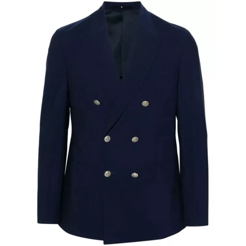 Eleventy Navy Blue Double Breasted Jacket Blue 