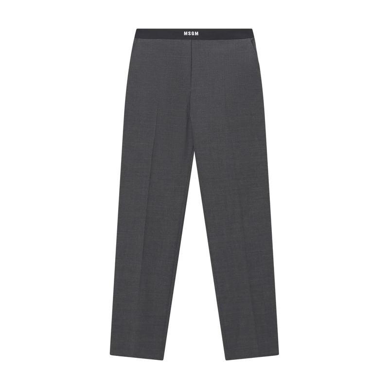 MSGM Stoffhose Straight-Fit Hose aus Woll-Mix grau