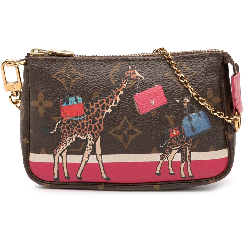 Louis Vuitton Tote Monogram Giraffe Christmas Mini Pochette Accessoir braun