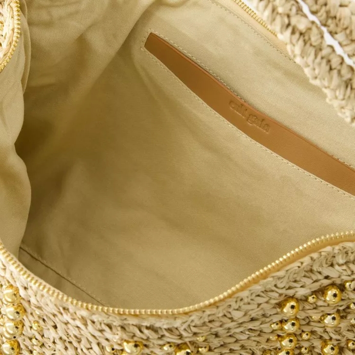 Cult Gaia Hera Shoulder Bag Raffia Gold Gold Minaudiere