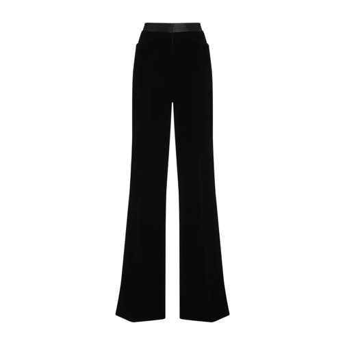 Tom Ford  Viscose Velvet Boot Cut Pants Black