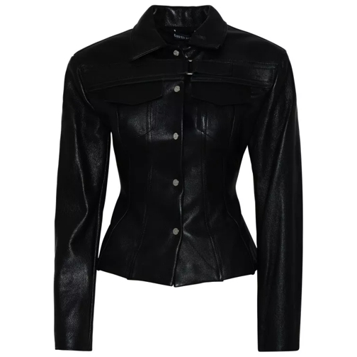 David Koma Black Leather Jacket Black 