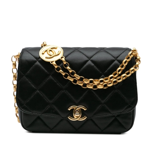 Chanel Sac à bandoulière 2020 Medium Quilted Lambskin CC Coin Flap schwarz (Image 2)