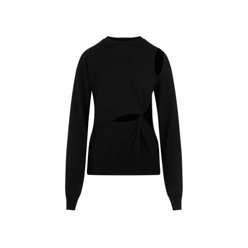 Sportmax Pullover Holiday Cutout Black Virgin Wool Pullover Black