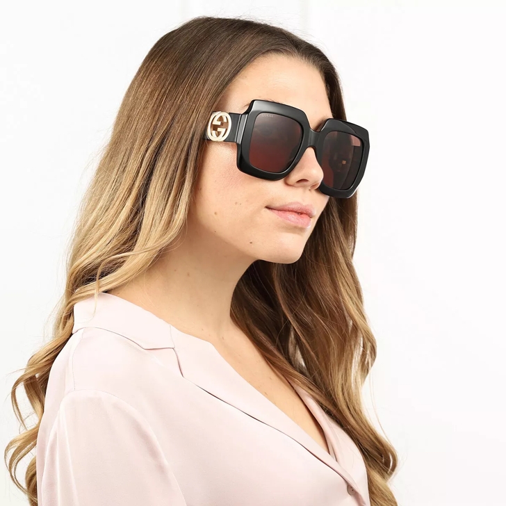 Oversized rectangular sunglasses in dark brown injection